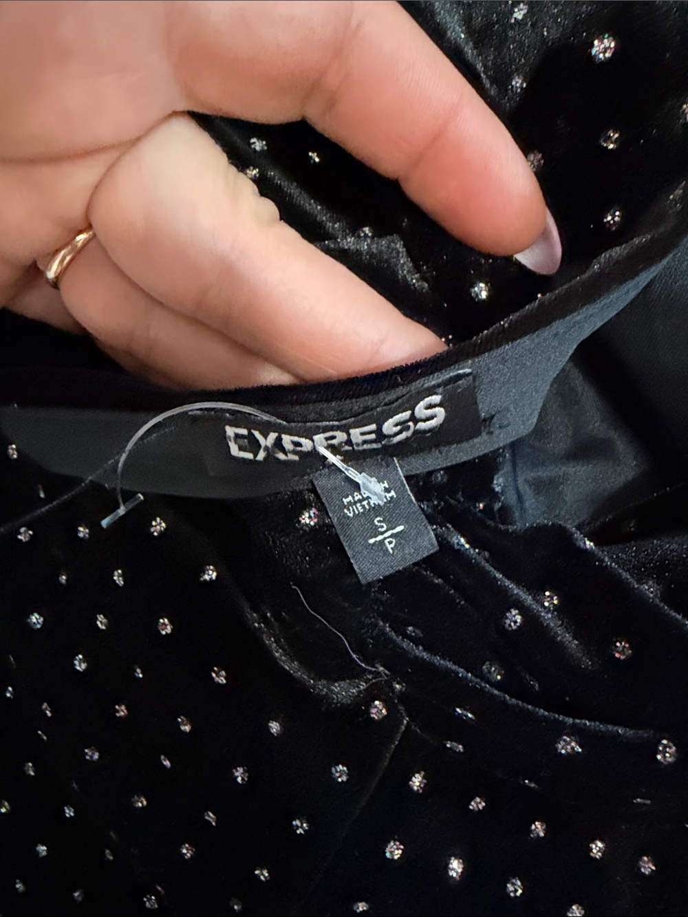 Express Velvet Little Black Dress with Sparkling Details - Picture 7 of 7